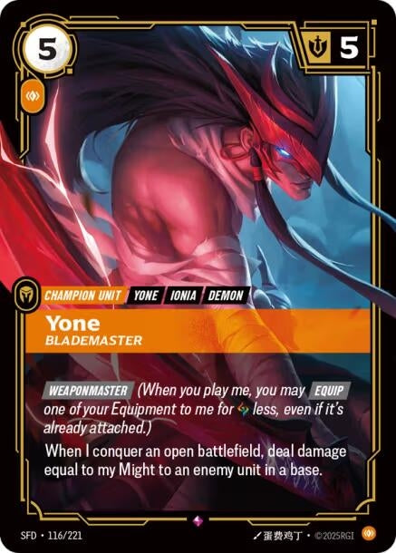 Image for Yone - Blademaster (116/221) (SPF) - Riftbound: League of Legends Trading Card Game