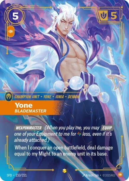 Image for Yone - Blademaster (Overnumbered) (233/221) (SPF) - Riftbound: League of Legends Trading Card Game