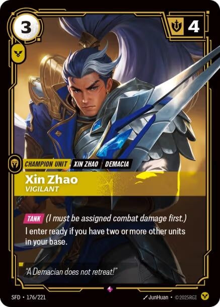 Image for Xin Zhao - Vigilant (176/221) (SPF) - Riftbound: League of Legends Trading Card Game