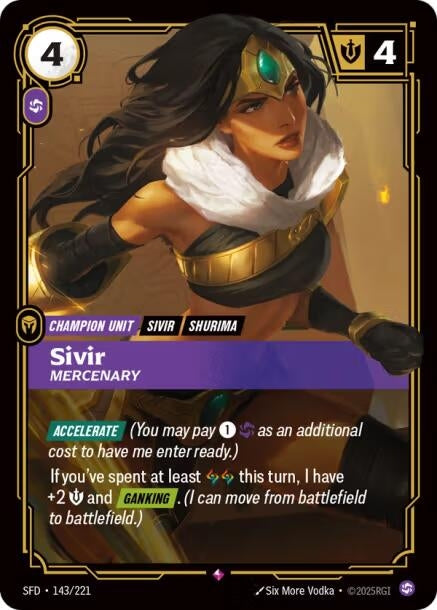 Image for Sivir - Mercenary (143/221) (SPF) - Riftbound: League of Legends Trading Card Game