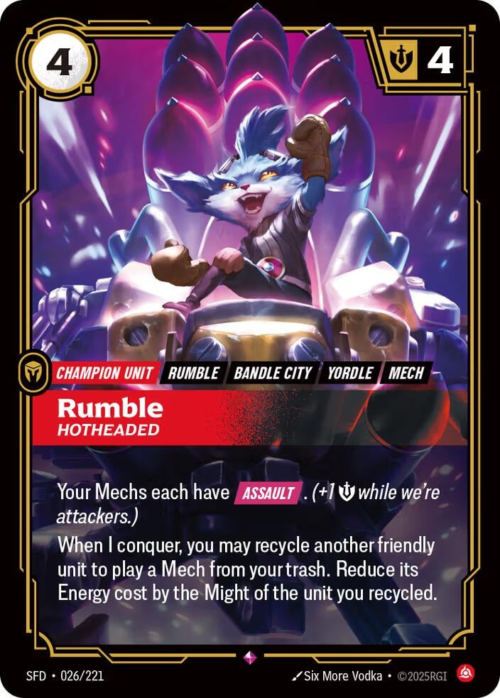 Image for Rumble - Hotheaded (026/221) (SPF) - Riftbound: League of Legends Trading Card Game