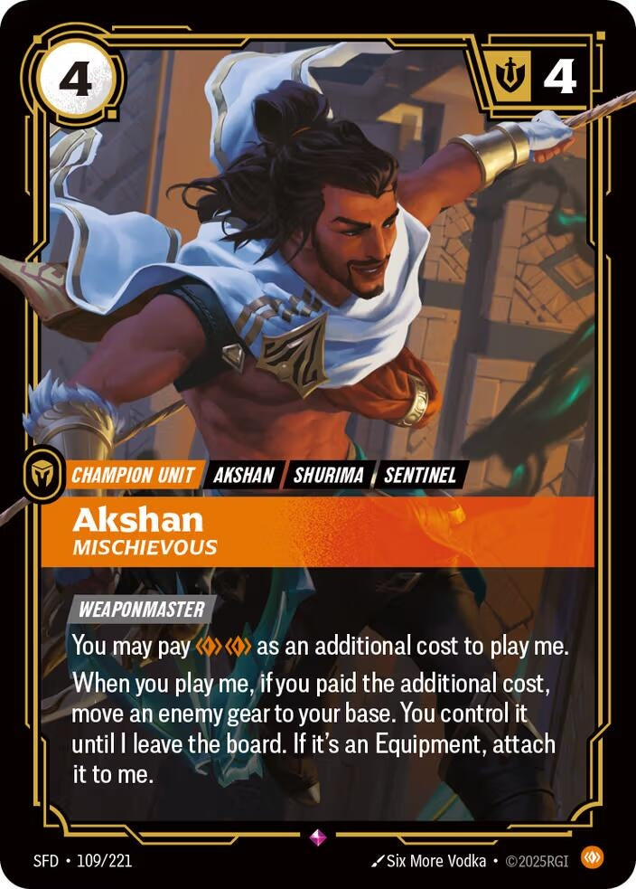 Image for Akshan - Mischievous (109/221) (SPF) - Riftbound: League of Legends Trading Card Game