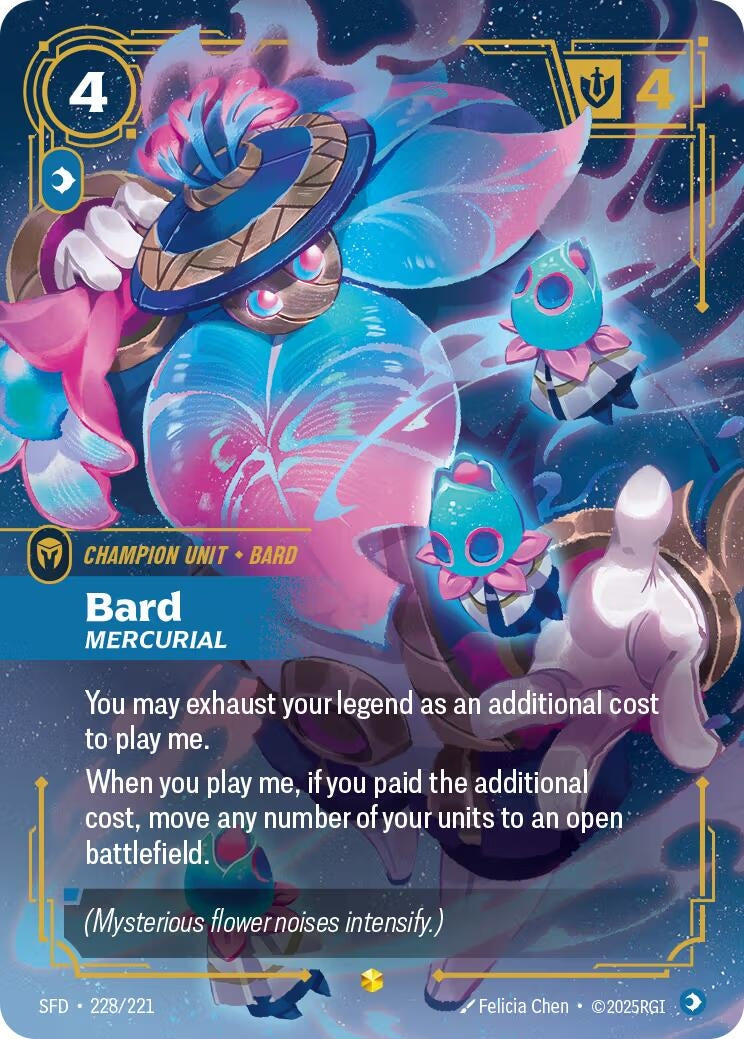 Image for Bard - Mercurial (Overnumbered) (228/221) (SPF) - Riftbound: League of Legends Trading Card Game