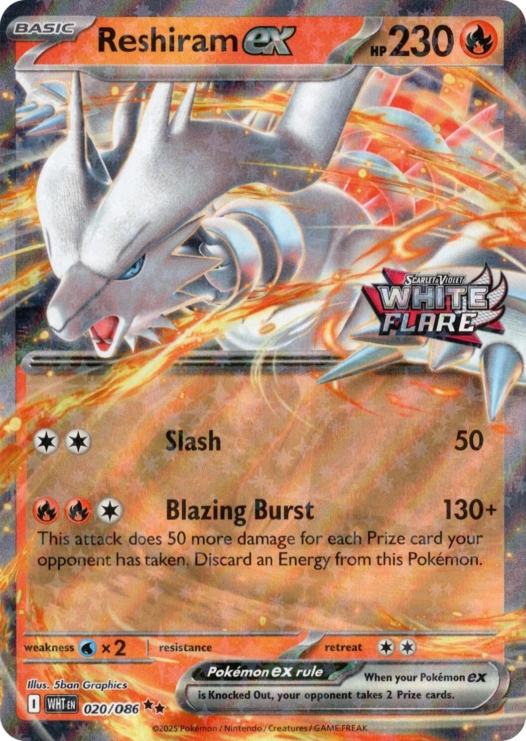 Image for Reshiram ex (White Flare Stamped) (020/086) (MCAP) - Pokemon