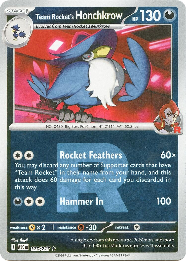 Image for Team Rocket's Honchkrow (Team Rocket) (127/217) (ASC) - Pokemon