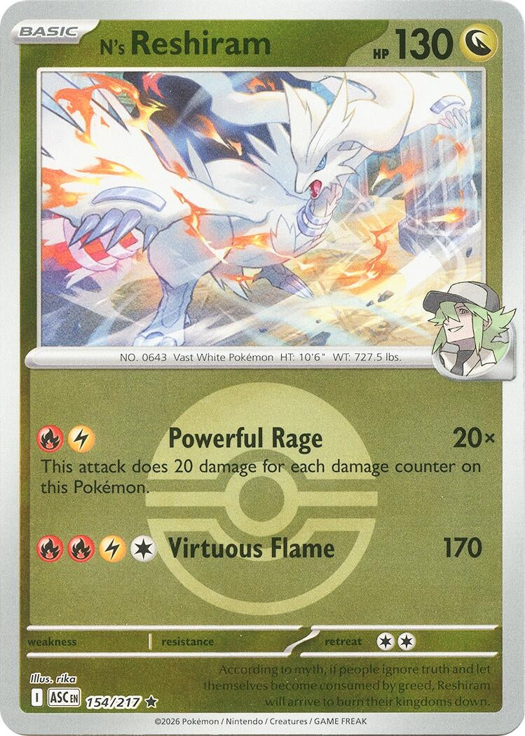 Image for N's Reshiram (Poke Ball) (154/217) (ASC) - Pokemon