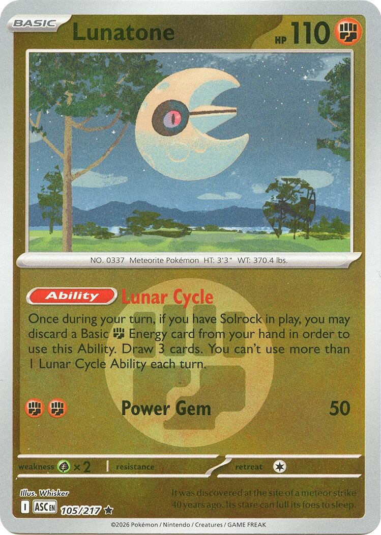 Image for Lunatone (Energy Symbol Pattern) (105/217) (ASC) - Pokemon