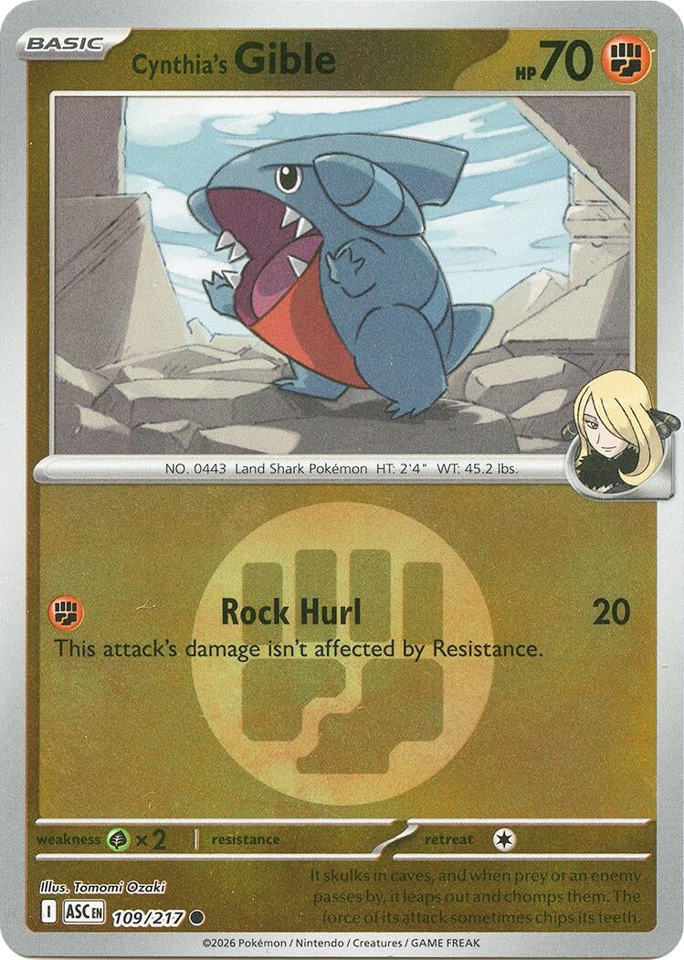 Image for Cynthia's Gible (Energy Symbol Pattern) (109/217) (ASC) - Pokemon