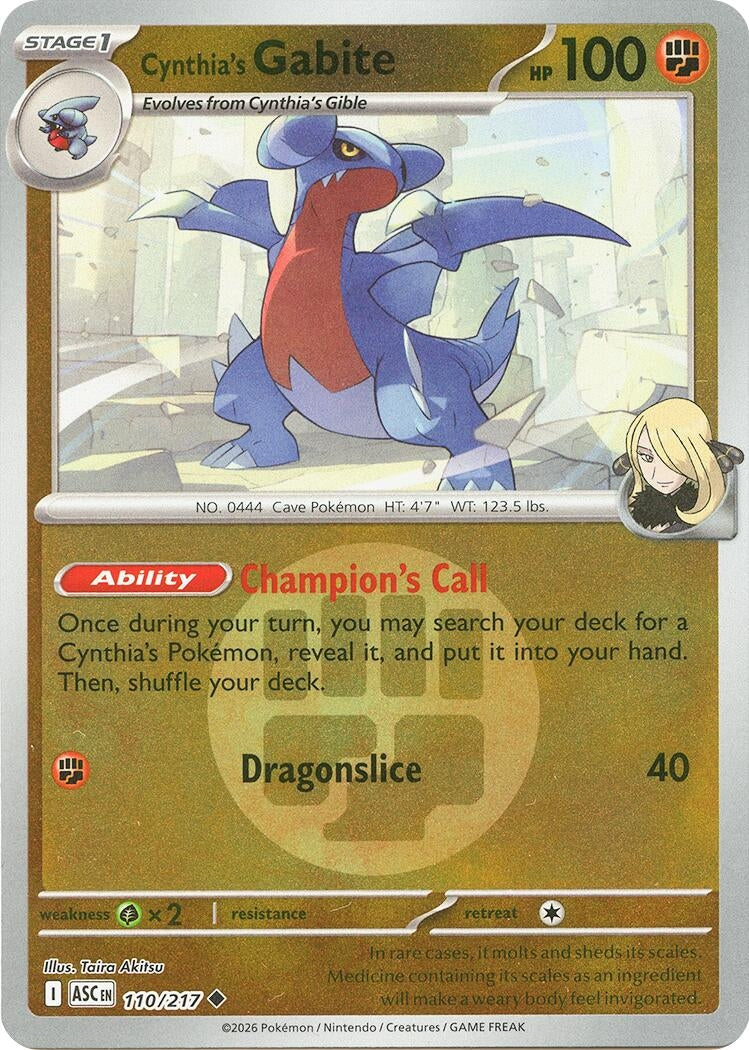 Image for Cynthia's Gabite (Energy Symbol Pattern) (110/217) (ASC) - Pokemon