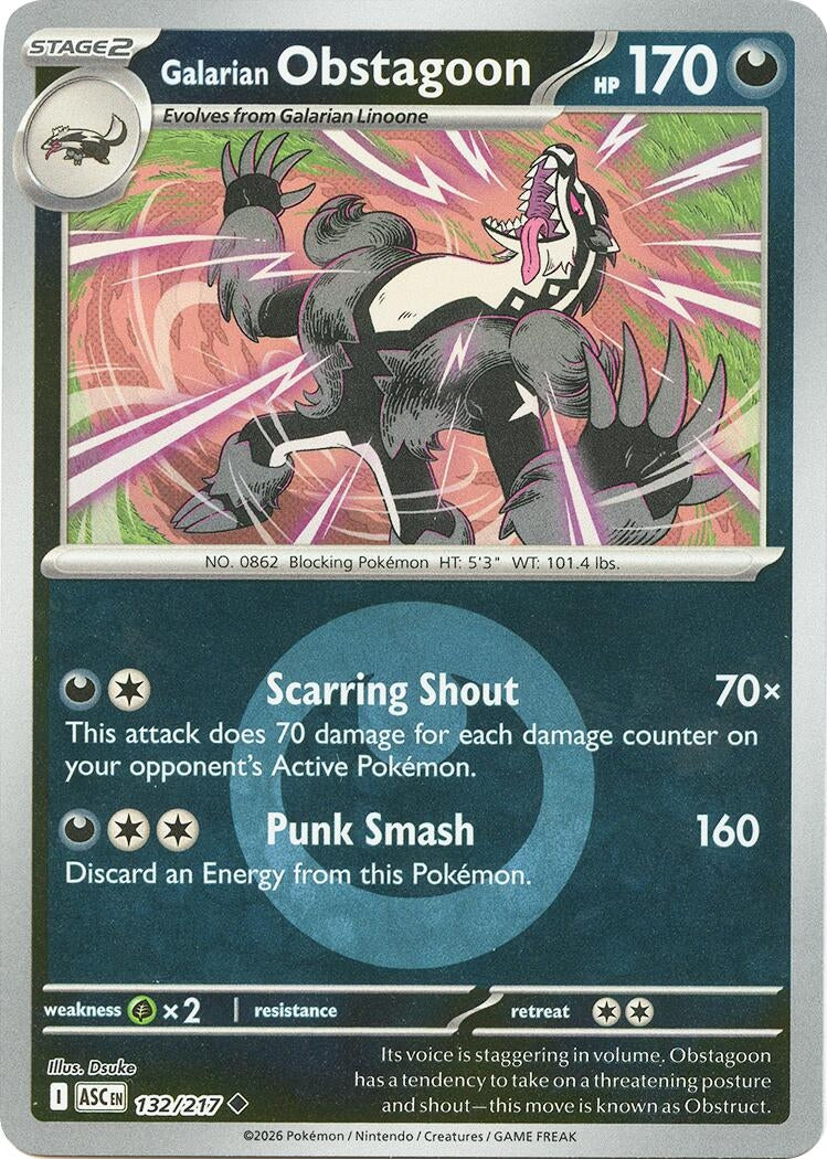 Image for Galarian Obstagoon - 132/217 (Energy Symbol Pattern) (132/217) (ASC) - Pokemon