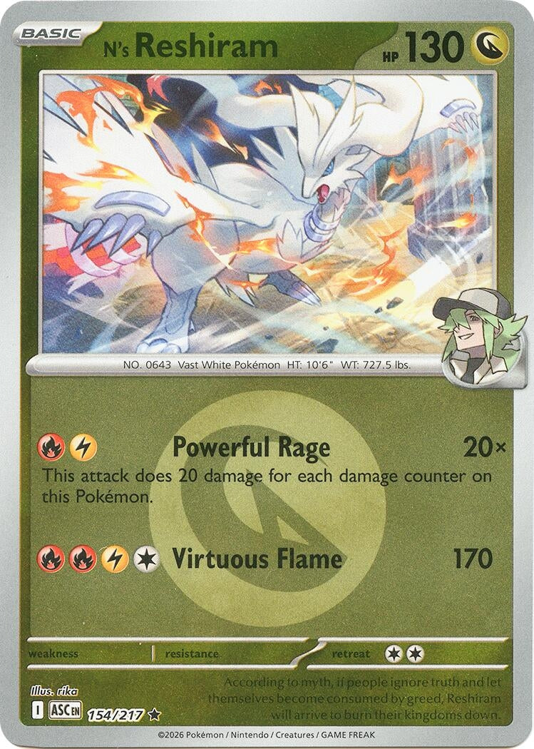 Image for N's Reshiram (Energy Symbol Pattern) (154/217) (ASC) - Pokemon