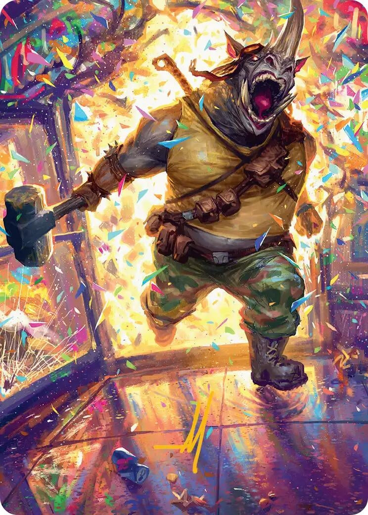 Image for Rocksteady, Rowdy Rhino Art Card (Gold-Stamped Signature) (54) (ASTMT) - Magic: The Gathering