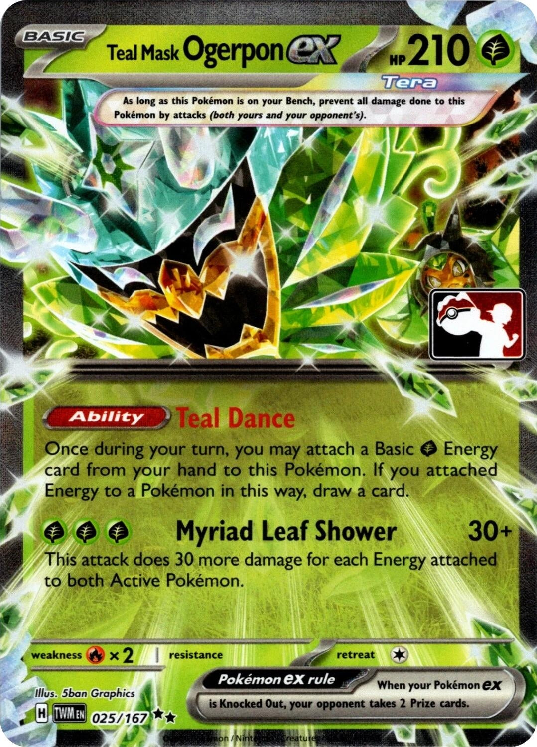 Image for Teal Mask Ogerpon ex - 025/167 (Prize Pack Series 7) (025/167) - Pokemon