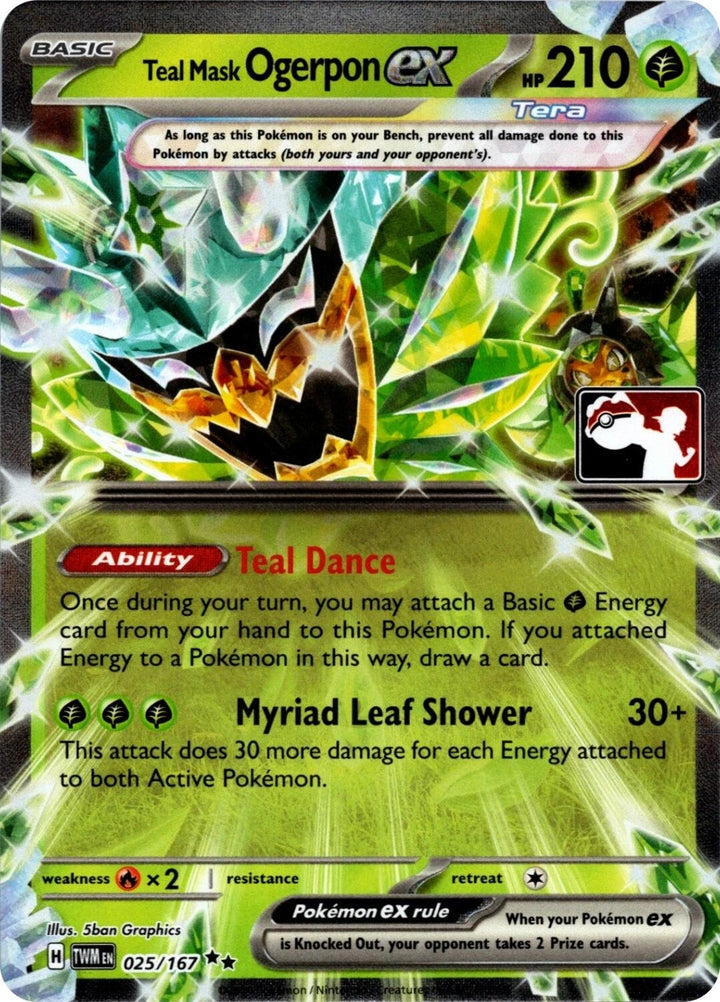 Image for Teal Mask Ogerpon ex - 025/167 (Prize Pack Series 7) (025/167) - Pokemon