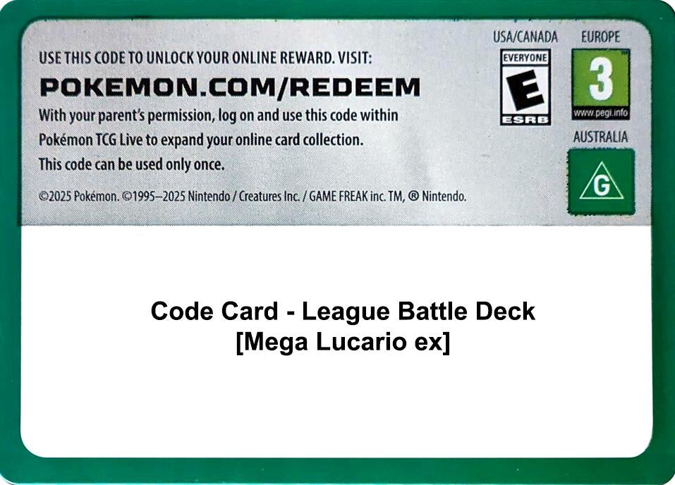 Image for Code Card - League Battle Deck [Mega Lucario ex] (MCAP) - Pokemon