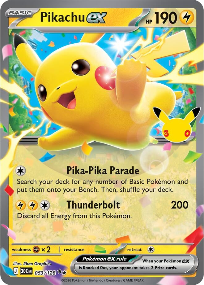 Image for Pikachu ex (053/128) (30C) - Pokemon