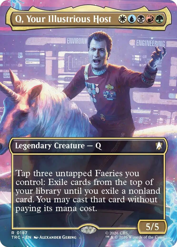 Image for Q, Your Illustrious Host (Borderless) (187) (TRC) - Magic: The Gathering