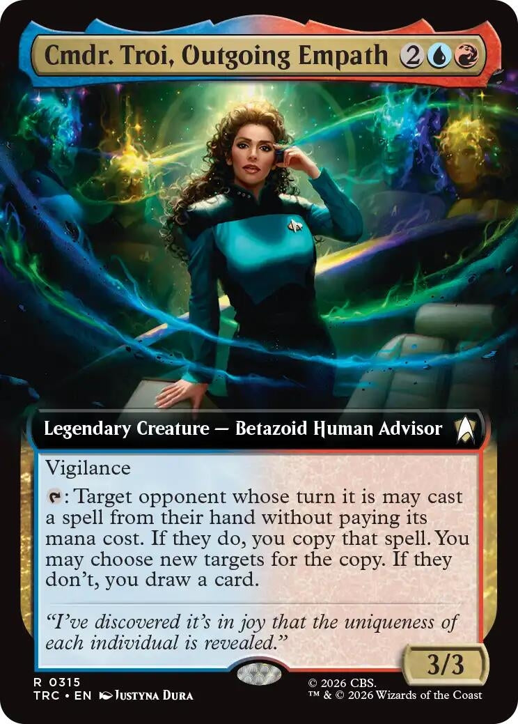 Image for Cmdr. Troi, Outgoing Empath (Extended Art) (315) (TRC) - Magic: The Gathering